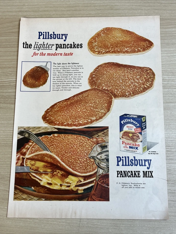Pillsbury Pancake Mix Lighter Vintage 1953 Print Ad Life Magazine - Image 1 of 1