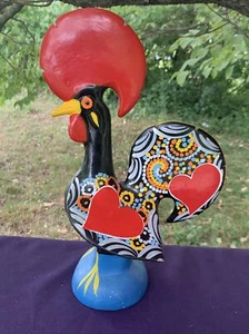 Vintage Vibrant BRIGHT ROOSTER Chicken Talavera Mexico Pottery Statue ❤️blt11m5 - Picture 1 of 12