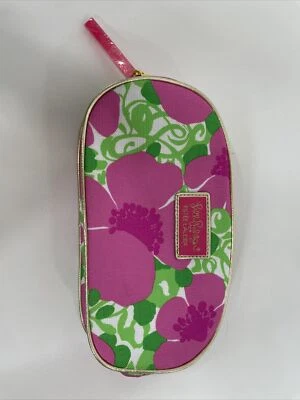 Lilly Pulitzer for Estee Lauder Makeup Case Pink green Gold 9 x 4 1/2 x 2 Logo - Imagem 1 de 4