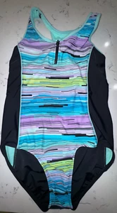 Girls Size 16 One Piece Bathing Suit ~ Swim Wear by ZeroXposur ~ Blue, Purple - Picture 1 of 3