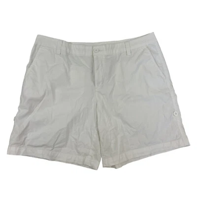 Liz Claiborne White Chino Shorts Cuffed Roll Tab Flat Front Sz 14 Cotton Stretch - Image 1 of 4