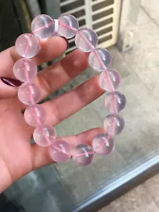15mm Natural Rose Quartz Crystal Gemstone Bangle Bracelet Jewelry Madagascar - Picture 1 of 1