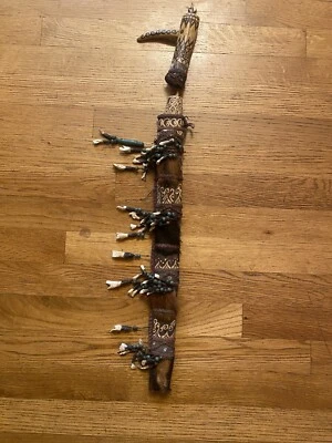 Vintage Dagger Sword holder Sheath Animal Teeth Hand Painted Indonesian Ritual - Image 1 of 4