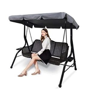 Outdoor Patio Swing Chair Canopy Replacement, 3 Seater Porch Swing Large Gray - Picture 1 of 8