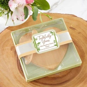 40x Heart Shaped Bamboo Cheese Board Wedding Favors - Bridal Shower - Picture 1 of 7
