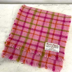 Harris Tweed reine Wolle Luxus Damen Fransen Schal rosa kariert kariert - Bild 1 von 5