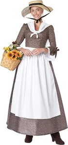 American Colonial Girl Prairie Colony Fancy Dress Up Halloween Adult Costume - Picture 1 of 12