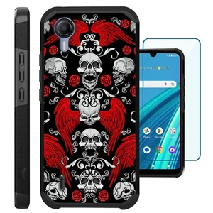 For Cricket Debut S2/AT&T Calypso 4 Phone Case+Screen Protector SKULL ANGEL - Picture 1 of 8