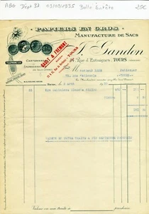 Dépt 37 - Tours 44 Rue d'Entraigues - Belle Entête Secteur de la Papeterie 1935 - Picture 1 of 1