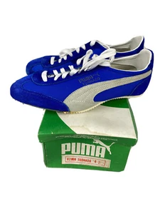 Vintage Puma Tornado Track Shoes Spikes Men's 6.5 Deadstock Suede 70s Blue W Box - Picture 1 of 11