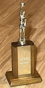 Vintage YMCA Basketball Trophy 1966 Wood Championship Award 11” Metal Topper - Picture 1 of 8