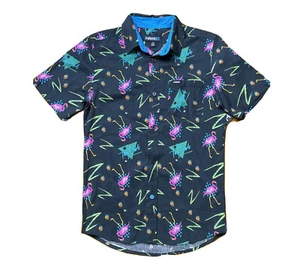 Tony Hawk Mens S Black Flamingos 80’s Skater Retro Short Miami Club NWT $40 - Picture 1 of 7
