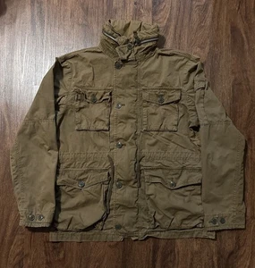Wallace & Barnes Jacket Men Large Green Field Military Chore Army J. Crew Hooded - Picture 1 of 11