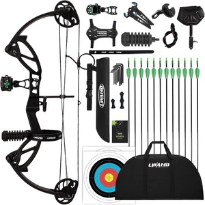 adjust 18"-27" 10-30Lb Compound Bow Arrow Set Youth Beginner Right Handed - Picture 1 of 38