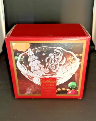Gorham Crystal Santa 5 3/4” Christmas Bowl w/ Original Box Made in Germany  - Image 1 of 3