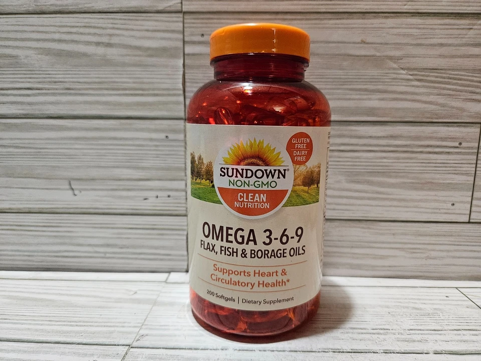 Sundown Omega 3-6-9 Lino Pescado Borraja Aceites Corazón Salud Circulatoria 200 ct 1/2026 Foto 1 de 3