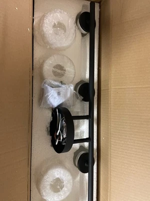 Progress Lighting P2160-31 Bathroom Vanity Light, 4 Light, Etched Glass, Black - Image 1 of 3