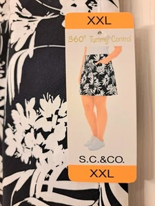 SC & CO 360 Tummy Control XXL Womens Black/White Skort Front Pockets NEW W Tags - Picture 1 of 9