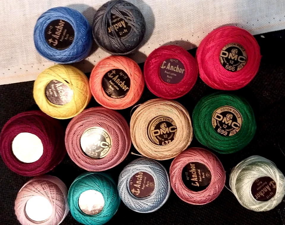 15x #12 perle cotton DMC and Anchor cross-stitch/needlepoint/tatting - Image 1 of 1