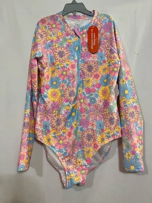 New Wonder Nation Floral Rash Guard 1pc Girls Long Sleeve UPF 50+ Many Sizes - Image 1 of 3