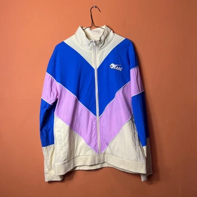 Pink Dolphin Windbreaker Jacket Mens Sz M Mockneck Colorblock Blue Yellow Zip Up - Image 1 of 4