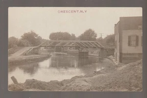 Crescent NEW YORK RPPC 1913 STEAMBOAT Steamer Barge? Wagon Bridge nr Albany NY - Picture 1 of 3