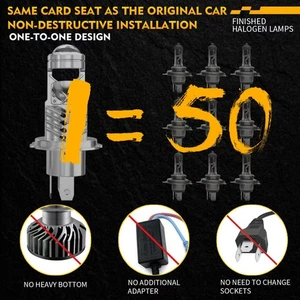 H4 Bulbs-20000LM Extremely Bright 6000K White Hi-Lo Beam FunctionH4/9003/HB2 - Picture 1 of 8