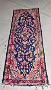 ANTIQUE KARASTAN IVORY FLORAL KIRMAN RUG HANDKNOTTED WOVEN WOOL RUNNER - Picture 1 of 6