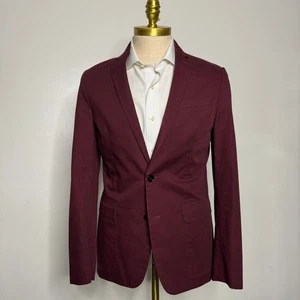 Express Photographer Fitted Blazer Mens 38 Regular Burgundy Jacket - Picture 1 of 4