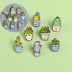 Styles Cartoon Enamel 8 Potted Custom Jewelry Natural  Brooches Pins Badge Plant - Picture 1 of 20