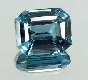 AAA Pietra Preziosa Sciolta Acquamarina Blu Brasiliana Naturale Taglio Smeraldo 7,50 Ct - Foto 1 di 8