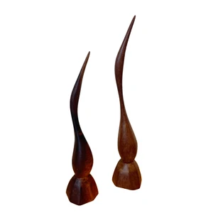 Danish Modern Teak Bird Sculpture Set of 2 Hand Carved Midcentury MCM - Picture 1 of 5