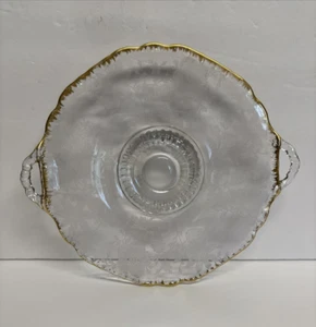 Cambridge Wildflower Etched with Gold Edge 8" Footed Plate Discontinued - Picture 1 of 10