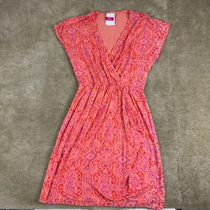 Fresh Produce Womens Dress M Cali Coral Draped No Fuss Ruffle wrap Shift - Picture 1 of 13