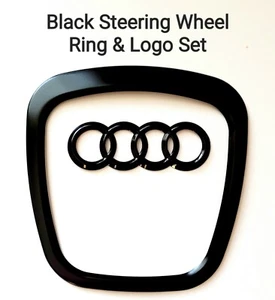 For Audi A3 8P A4 B8 Black Steering Wheel Trim SET Q5 8R A6 C6 Q7 4L - Picture 1 of 10
