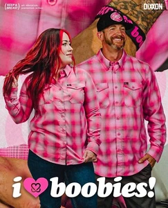 Dixxon x KEEP A BREAST Collab I LOVE BOOBIES Pink Flannel Shirt - Men's XLT - Picture 1 of 6