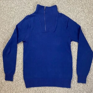 Angelo Litrico Sweater Mens Large Blue Knit 1/4 Zip Offset Mock Neck Closure - Picture 1 of 13
