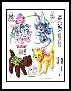 CALCETÍN de animales de peluche McCall's # 2085 juguetes tela patrón artesanal muñeca gato perro conejo - Imagen 1 de 4