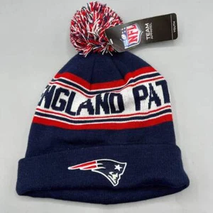 New England Patriots Hat Youth Black NFL Cuffed Beanie Pom Pom Cap New - Picture 1 of 4