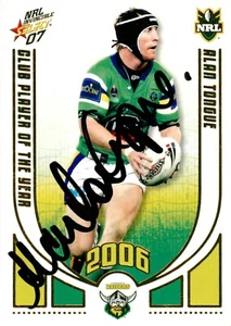 Signed 2007 Canberra Raiders NRL Invincible Club Player Card - Alan Tongue - Picture 1 of 3
