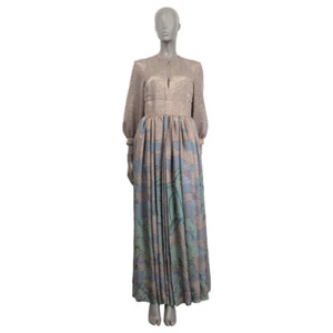 65419 auth CHRISTIAN DIOR copper 2020 LUREX 3/4 SLEEVE GOWN Maxi Dress 38 S - Picture 1 of 7