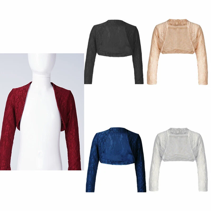 Girls Cardigan Short Coat Jacket Floral Lace Shrug Open Bolero cardigan Wear - Image 1 of 1