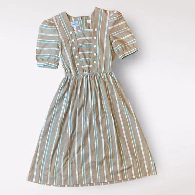Leslie Fay Vintage Multi Colored Striped Midi Dress Size 6 - Image 1 of 4