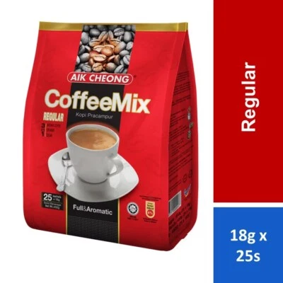 AIK CHEONG Instant Coffee Mix 3in1 Regular 25 Sachets - Halal Certified - Image 1 of 4