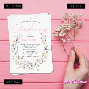 Baptism or Christening invitations Holy Communion Confirmation Personalised Girl - Picture 1 of 6