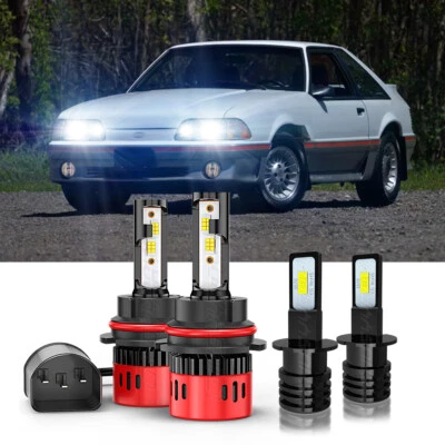 Para Ford Mustang 1988-1993 - Bombilla de faro LED haz alto/bajo + luz antiniebla 4X Foto 1 de 4