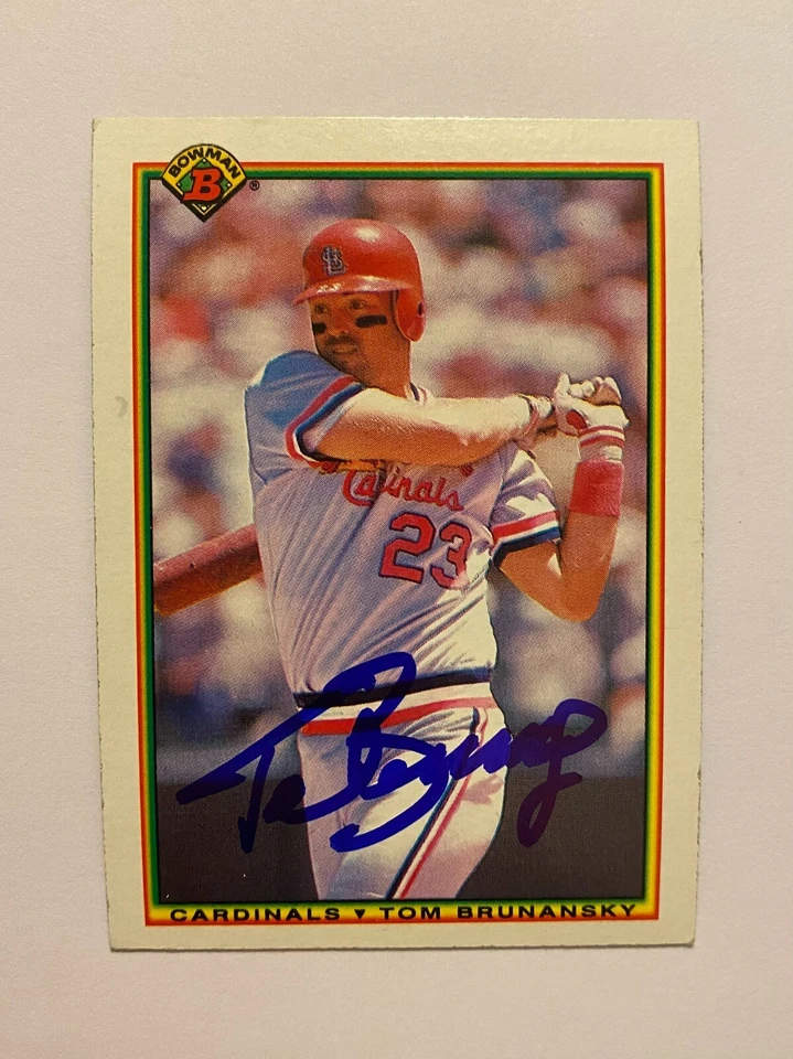 Tom Brunansky Signed Bowman #202 1990 Card St. Louis Cardinals  Auto MLB RAD - Image 1 of 1