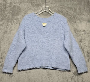 Anthropologie Maeve Sweater Womens XXS Blue Plush Wool Blend Fuzzy Soft Fur - Picture 1 of 12