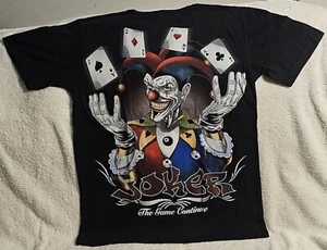 JOKER CARD ACES SPADE DICE 8 BALL GAMBLE CLOWN THE GAME CONTINUE T-SHIRT SHIRT - Picture 1 of 4