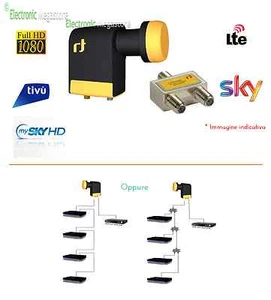 CONVERTITORE LNB SCR ADATTO A MYSKY HD SKY HD CON FILTRO LTE 4G E SPLITTER - Foto 1 di 1